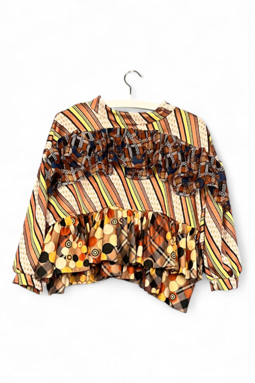 Upcycled Vintage Scarf Top in Warm Earth Tones