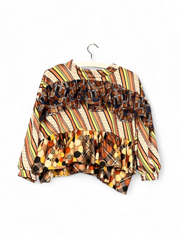 Upcycled Vintage Scarf Top in Warm Earth Tones