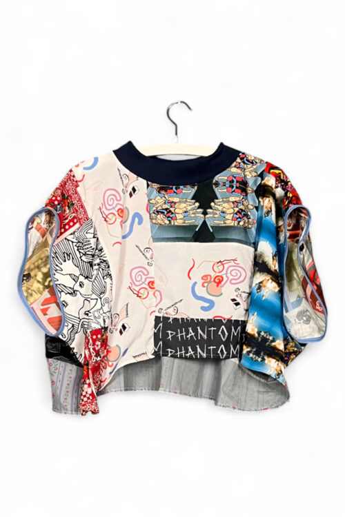 Patchwork Scarf Top with Graphic Accents