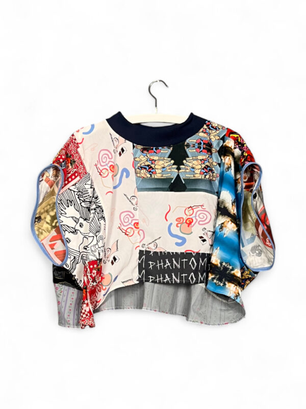 Patchwork Scarf Top with Graphic Accents