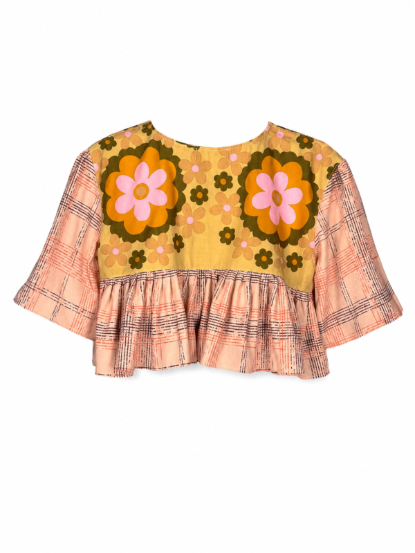 Retro Flower Ruffle Top