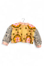 Retro Flower Mesh Sleeve Top