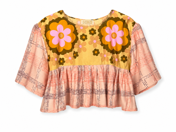 Retro Flower Ruffle Top