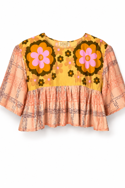 Retro Flower Ruffle Top