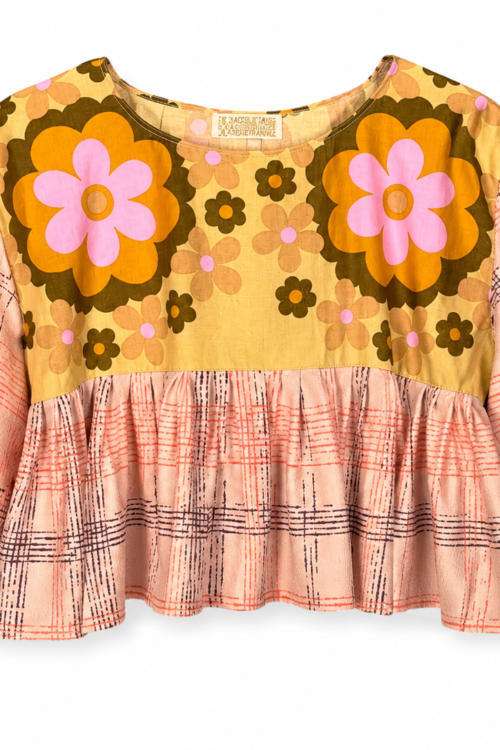 Retro Flower Ruffle Top