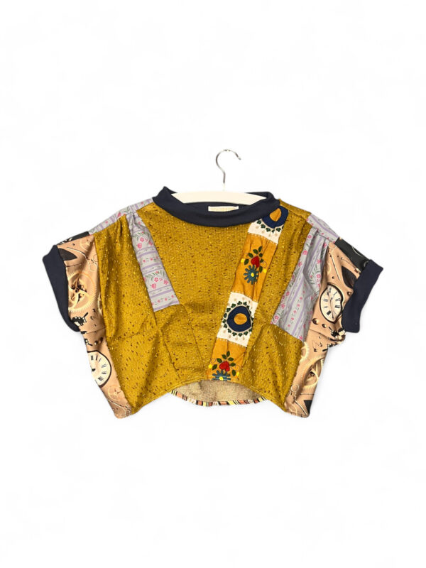 Golden Fan Patchwork Crop Top