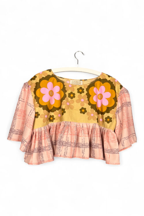 Retro Flower Ruffle Top