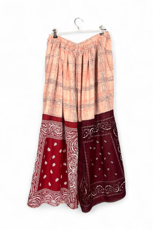 Bandana Ruffle Pants in Coral Grid
