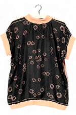 Upcycled Foulard Top with Rose and Black Bloom Print