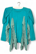 Angora Knit Tunic with Ruffles in Aqua Green