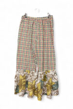 Checkered Ruffle Pants Lace Flower Hem