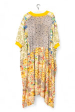 Floral Patchwork Dress with Golden Bloom