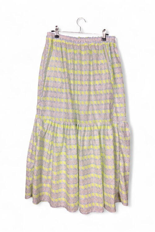Layered Skirt in Neon Embroidered Cotton Mix