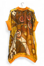 Vintage Scarf Top Orange with Abstract Tribal Print