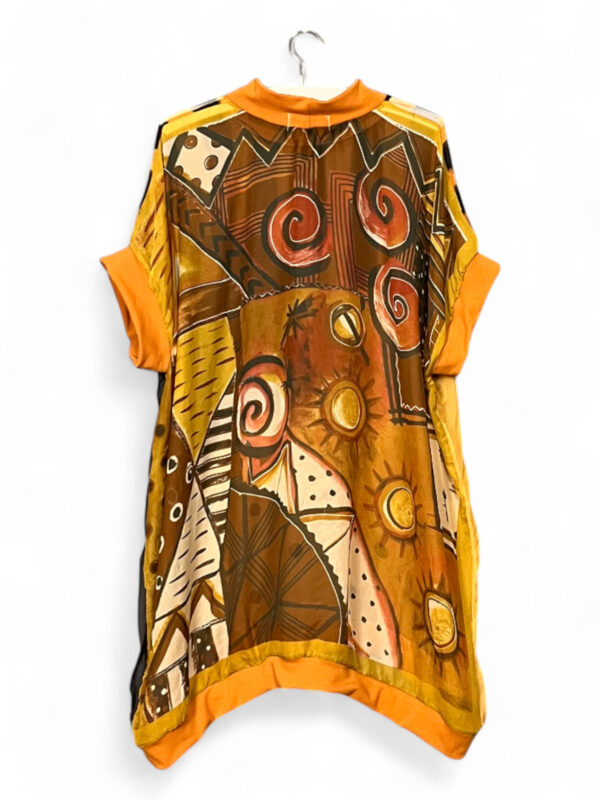Vintage Scarf Top Orange with Abstract Tribal Print