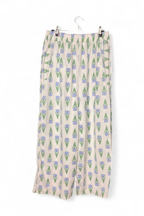 Jersey Pants with Purple Tulip Print