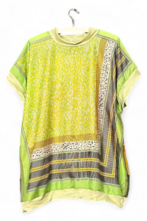 Vintage Scarf Top Green and Citrus Patchwork Back