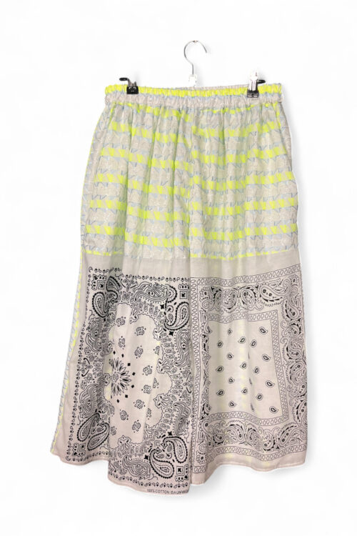 Culotte Pants Bandana Print and Neon Embroidered Fabric