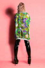 Upcycled Foulard Top Green Floral Contrast Back