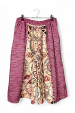 Dark Pink Cotton Culotte with Panda and Cat Print