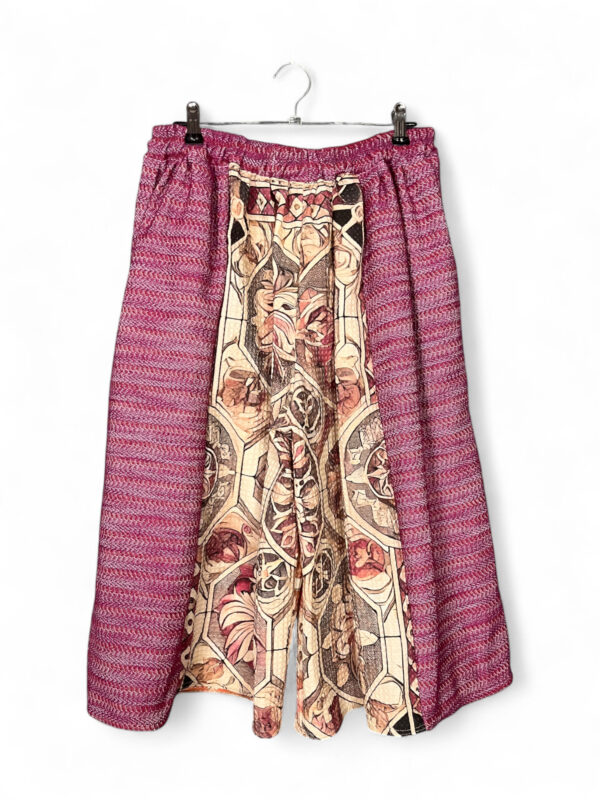 Dark Pink Cotton Culotte with Panda and Cat Print