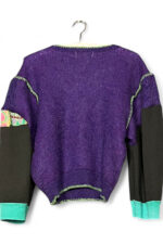 Upcycled Wool and Jersey Sweater in Purple and Black