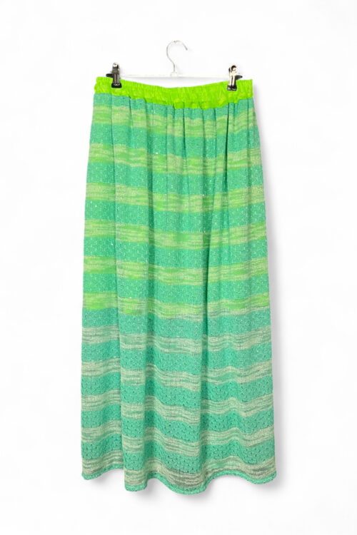 Green Striped Skirt with Neon Waistband