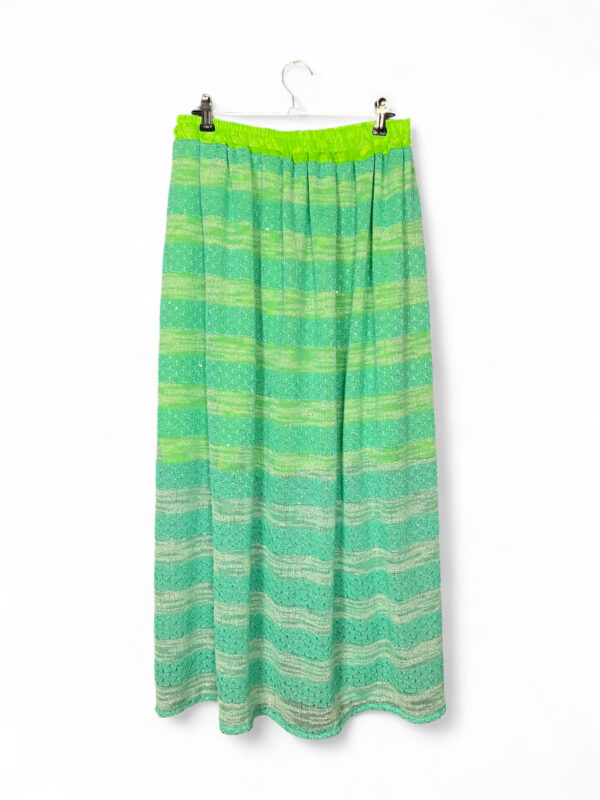 Green Striped Skirt with Neon Waistband