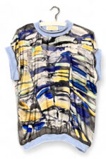 Vintage Scarf Top Blue Yellow and Painterly Back