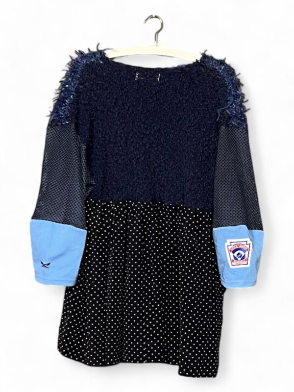 Upcycled Silk and Wool Tunic in Navy and Polka Dots