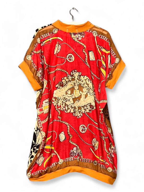 Vintage Scarf Top with Leopard and Regal Red Back