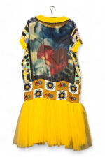 Tulle Dress Yellow with Floral and Abstract Scarf Prints Tulle Dress Yellow with Floral and Abstract Scarf Prints