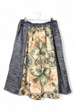Culotte Pants Cat and Green Floral Scarf Panels