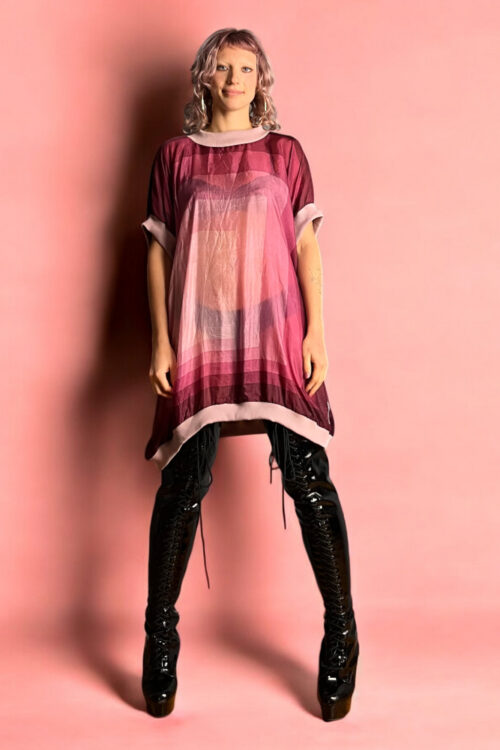 Vintage Scarf Top in Burgundy Gradient and Botanical Back
