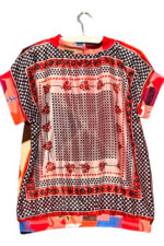 Patchwork Foulard Top Red Mosaic and Dots