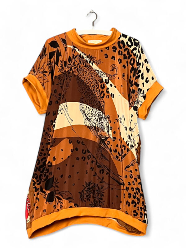 Vintage Scarf Top with Leopard and Regal Red Back