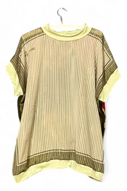 Vintage Scarf Top with Golden Stripe Front and Floral Red Back
