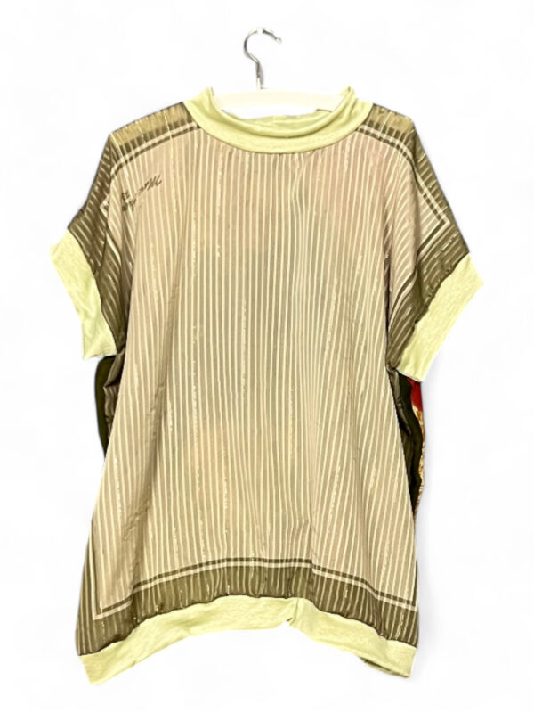 Vintage Scarf Top with Golden Stripe Front and Floral Red Back