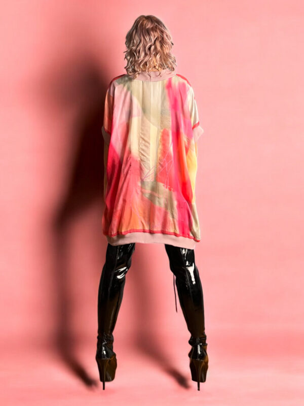 Upcycled Foulard Top Green Floral Contrast Back