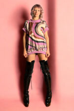 Vintage Scarf Top in Burgundy and Grey Mix