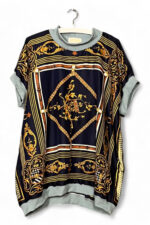 Vintage Scarf Top Baroque Black and Gold Back