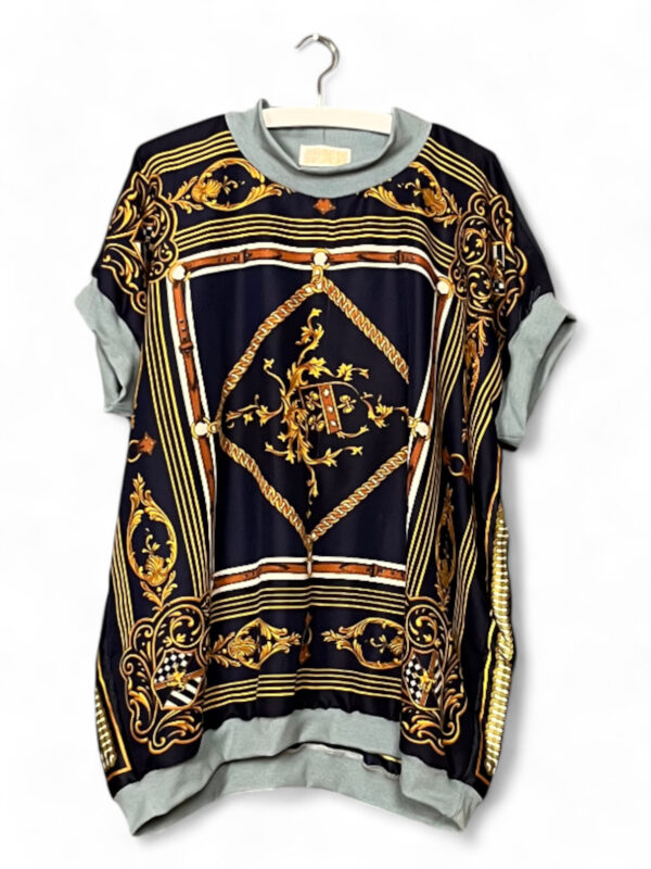 Vintage Scarf Top Baroque Black and Gold Back