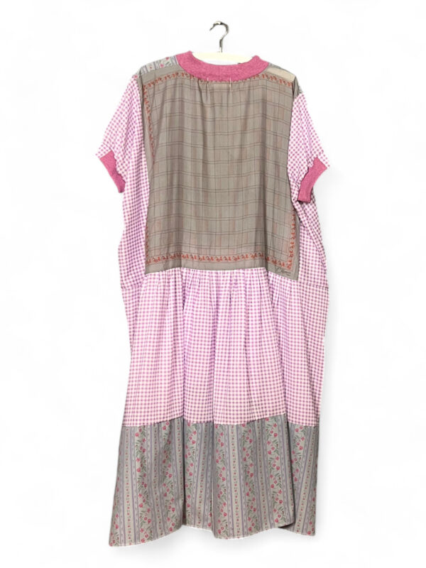 Vintage Scarf Dress Black Graphic and Gingham Ruffle