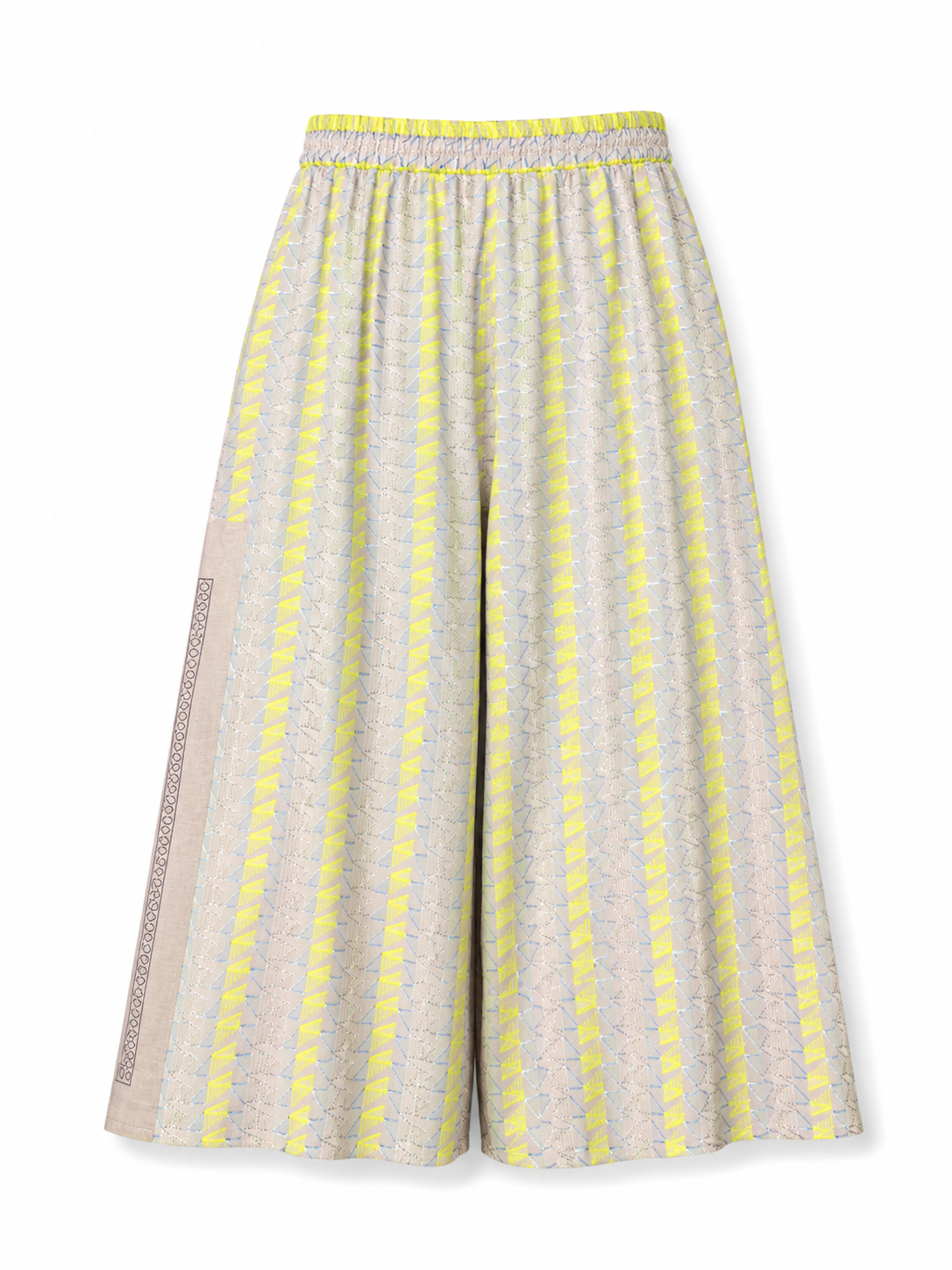 Culotte Pants Bandana Print and Neon Embroidered Fabric Culotte Pants Bandana Print and Neon Embroidered Fabric