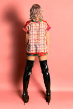 Vintage Scarf Top Red Medallion and Grid Back