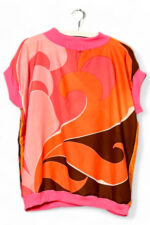 Vintage Scarf Tunic Red Brown and Pink Tile Floral
