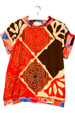 Patchwork Foulard Top Red Mosaic and Dots