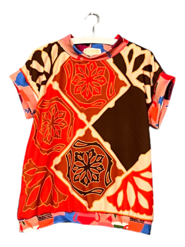 Patchwork Foulard Top Red Mosaic and Dots