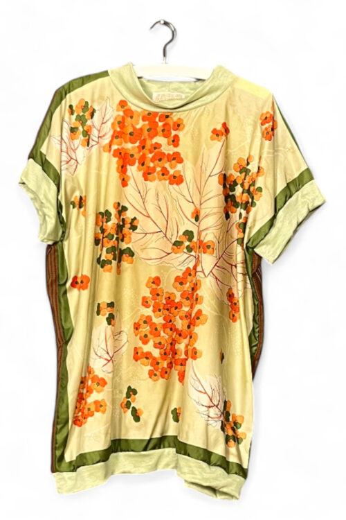 Vintage Scarf Top Pale Green with Floral and Polka Dot Back