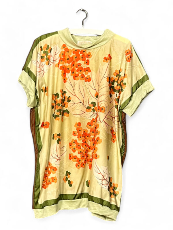 Vintage Scarf Top Pale Green with Floral and Polka Dot Back